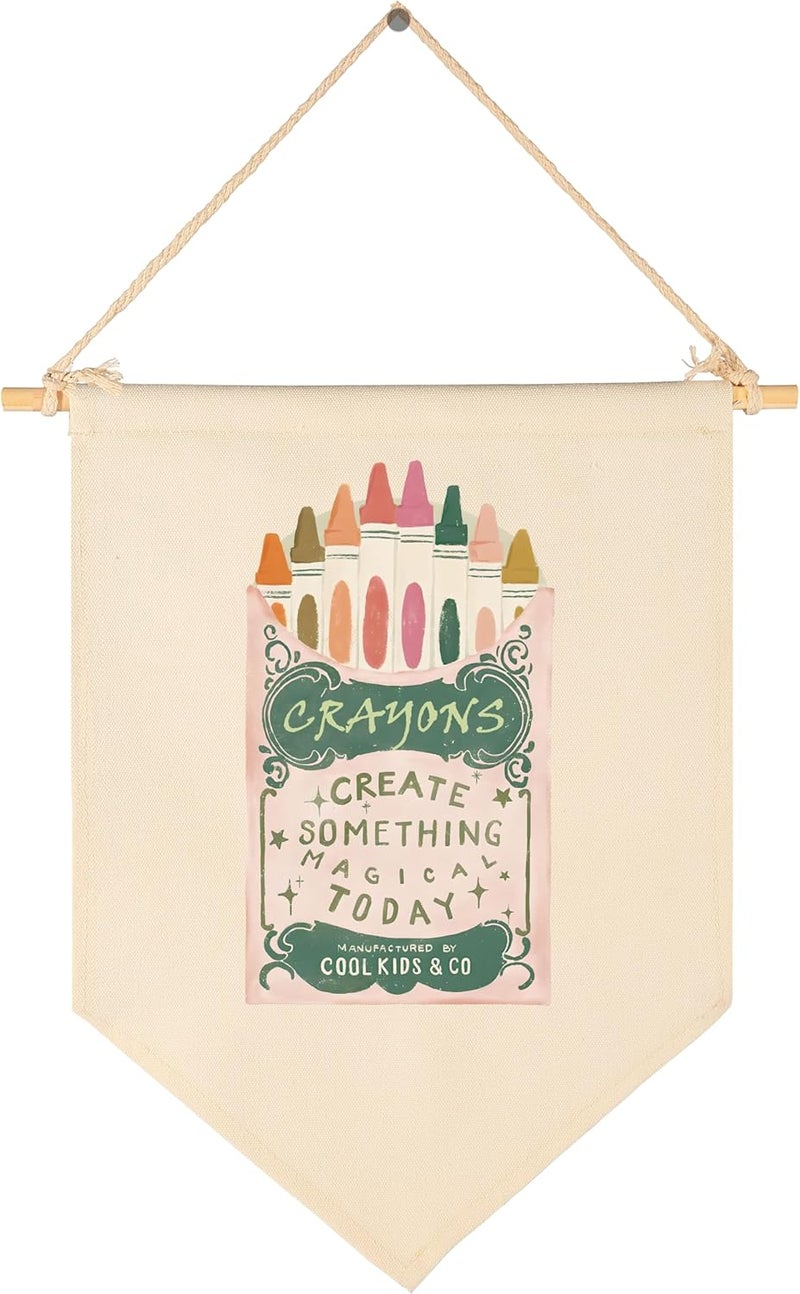 Sioial Boho Classroom Decor-Teacher Gift-Classroom Nursery Reading Room Door Decoration-Birthday Christmas Gift for Boy Girl Kid Teen-Canvas Hanging Flag Banner Pennant Wall Sign Decor-Crayons Create - Image 1